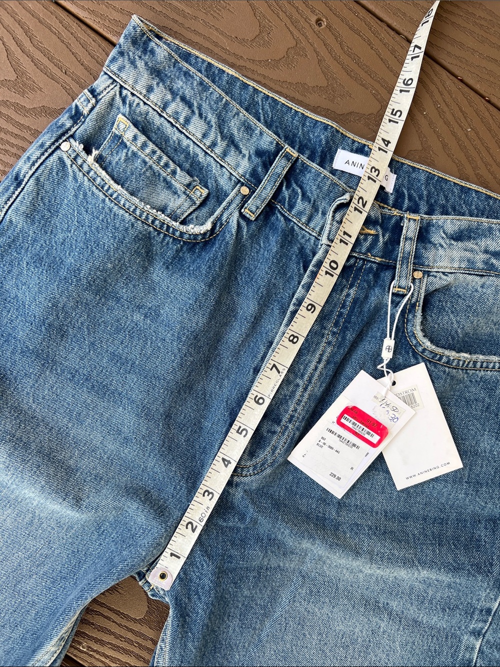 Anine Bing Women's High Rise Straight Leg Jeans - Light Blue Denim. Size: 30 - Picture 5 of 8
